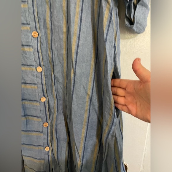 NWT Puro Lino striped linen shirt dress X Large - Picture 2 of 10